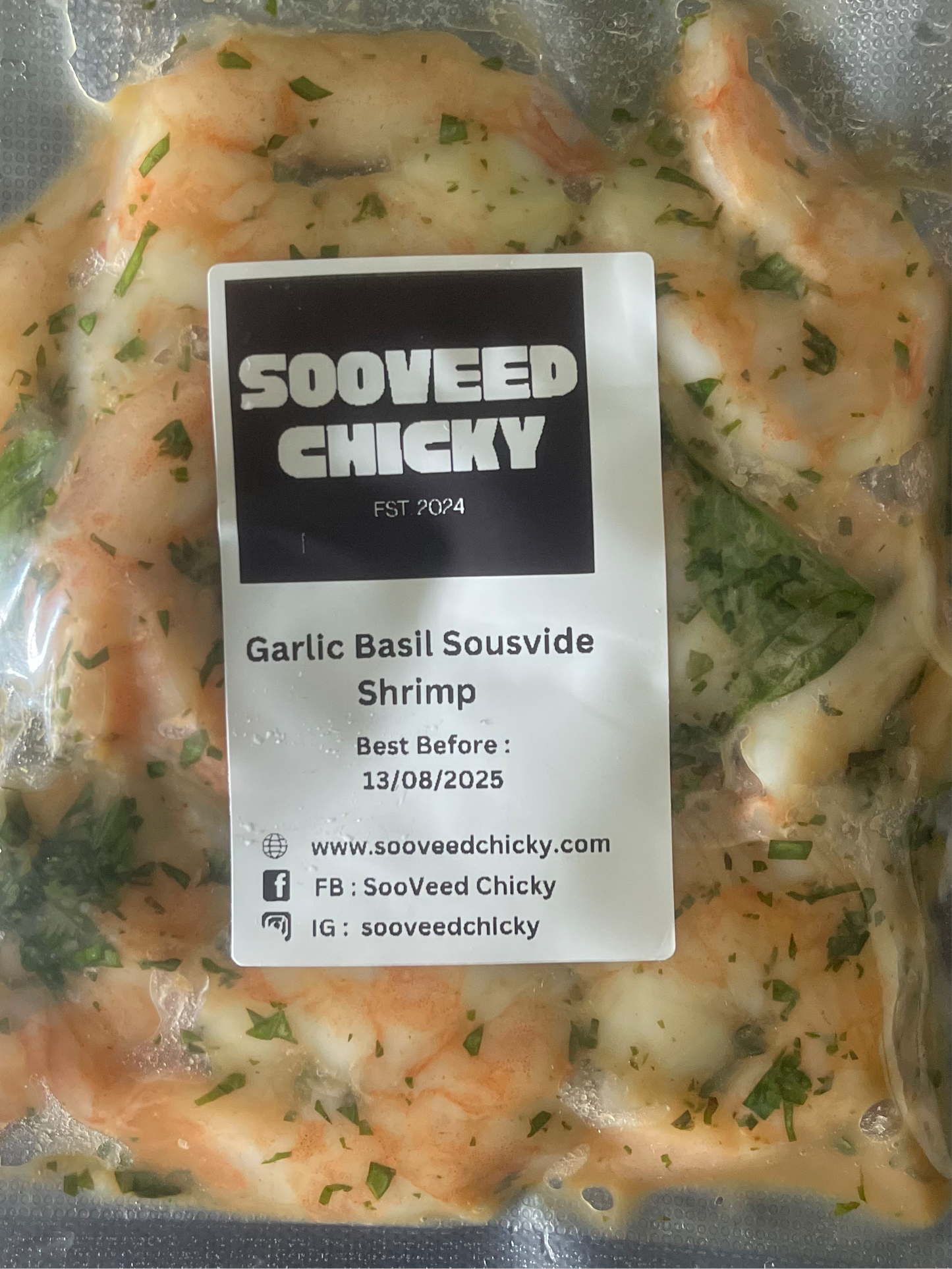 Garlic Butter Basil Sous Vide Prawns (1 KG)